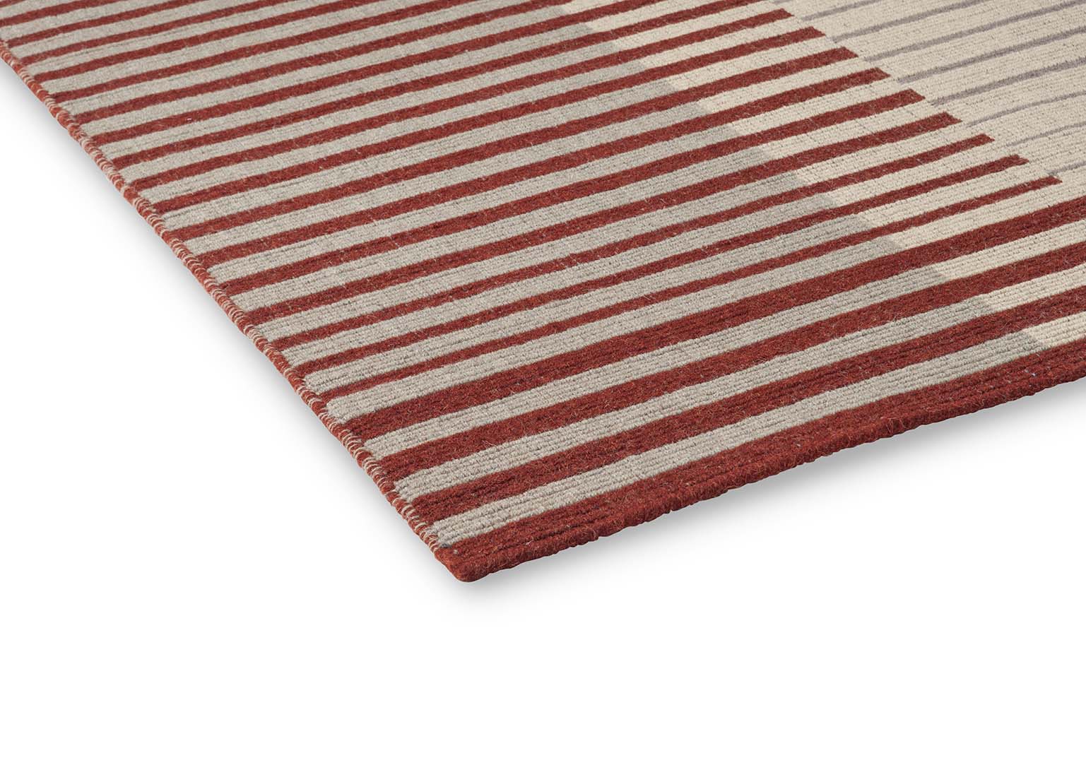striped wool area rug in multicolour 
