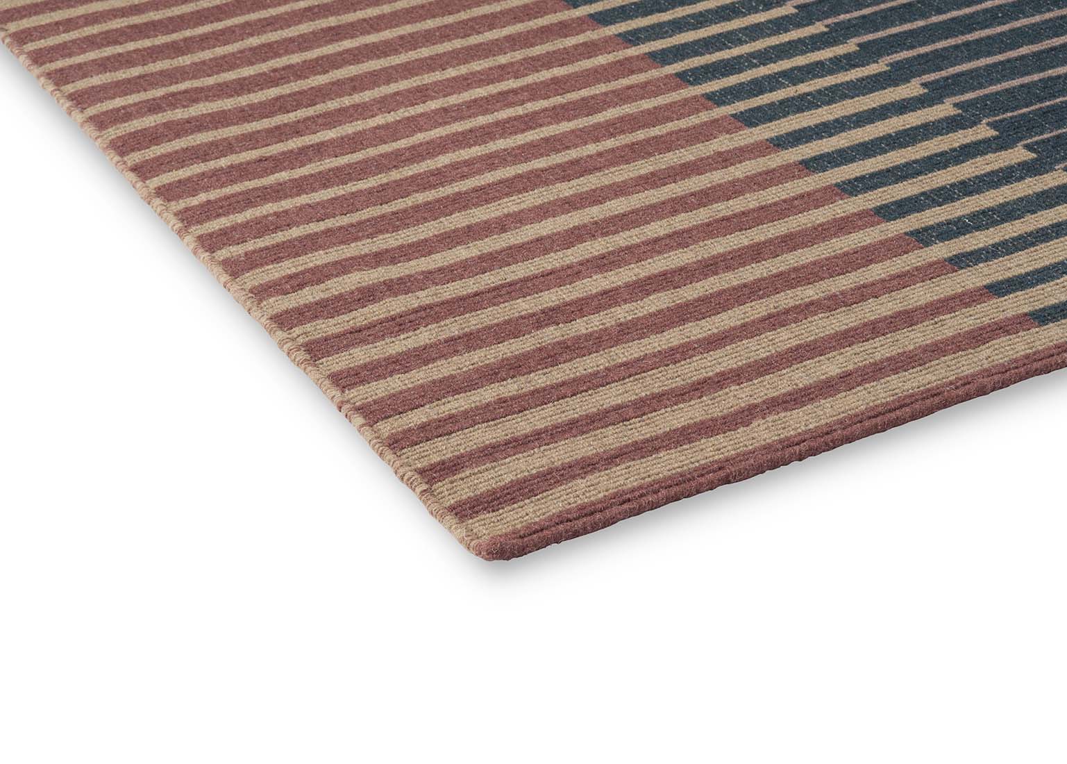 striped wool area rug in multicolour 
