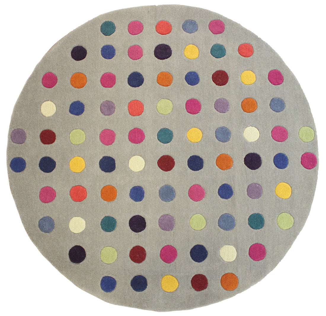 multicolour circle rug with a polka dot pattern