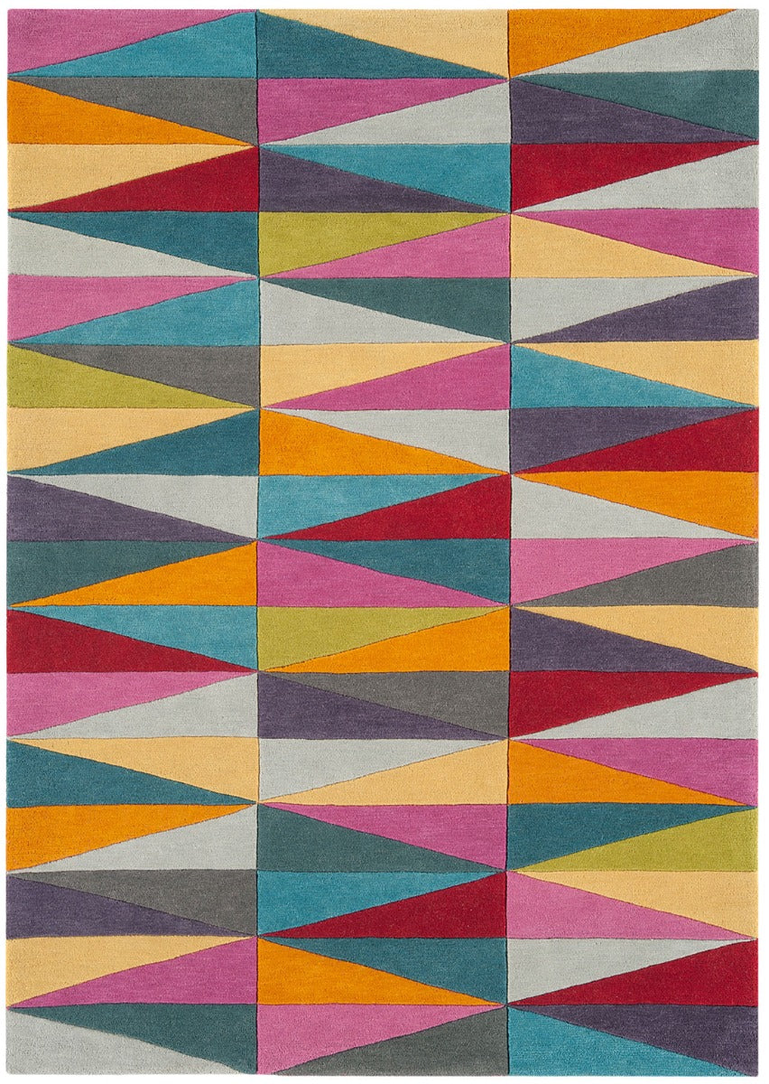 multicolour rug with a geometric triangle pattern