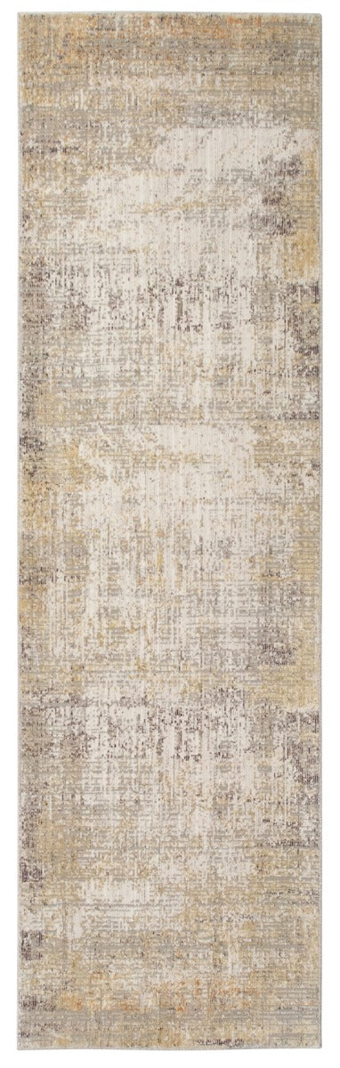 modern yellow and grey abstract hallway runner