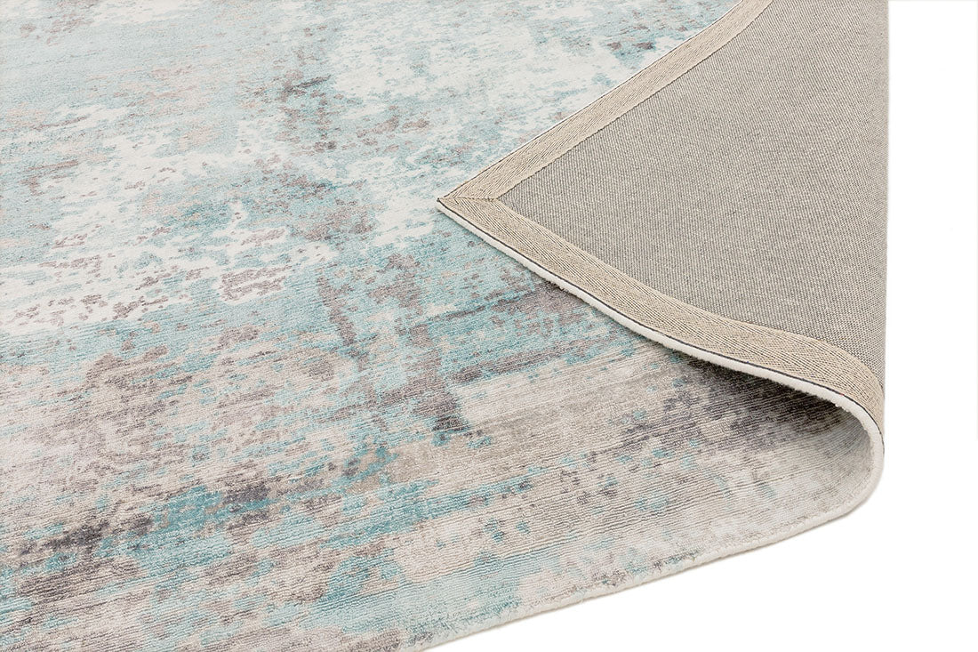 blue and grey abstract rug