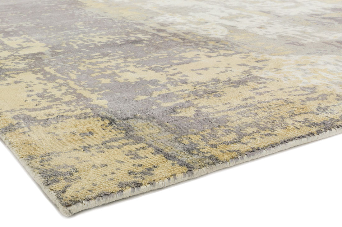 gold and grey abstract rug