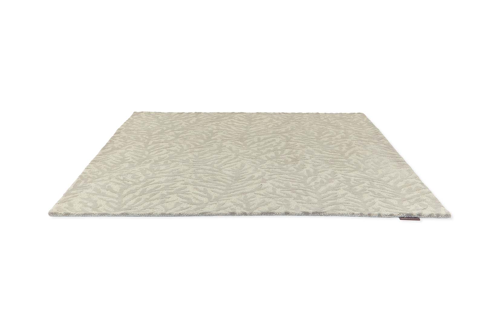  taupe and cream wool rug with coral design
