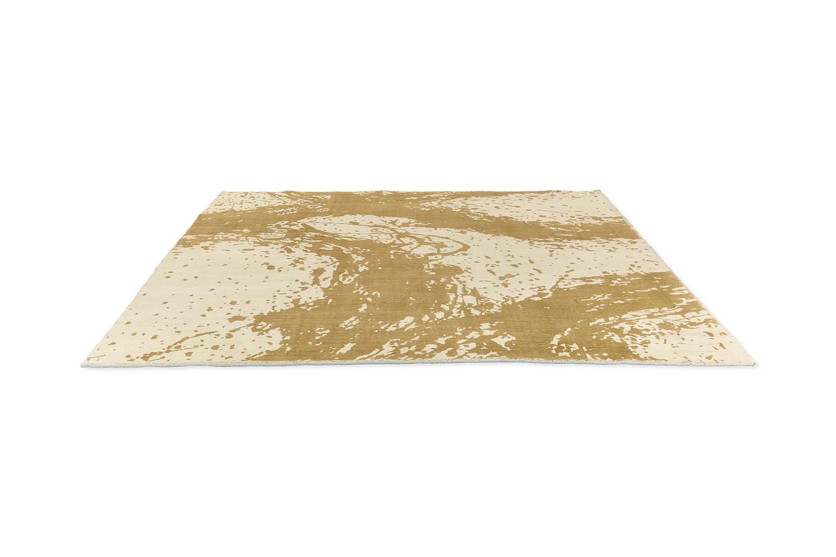 abstract cotton rug in beige and gold
