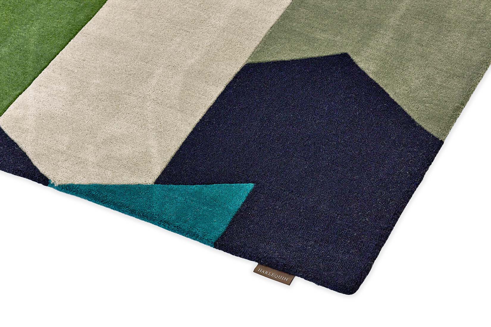 abstract wool rug in green