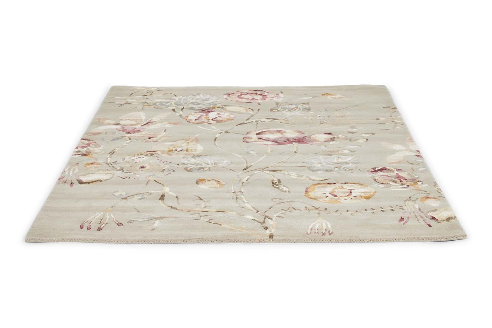 Rectangular grey rug with wavy abstract pattern in white viscose