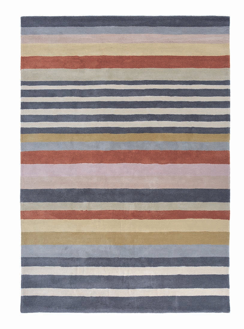 wool rug with multicolour stripe design