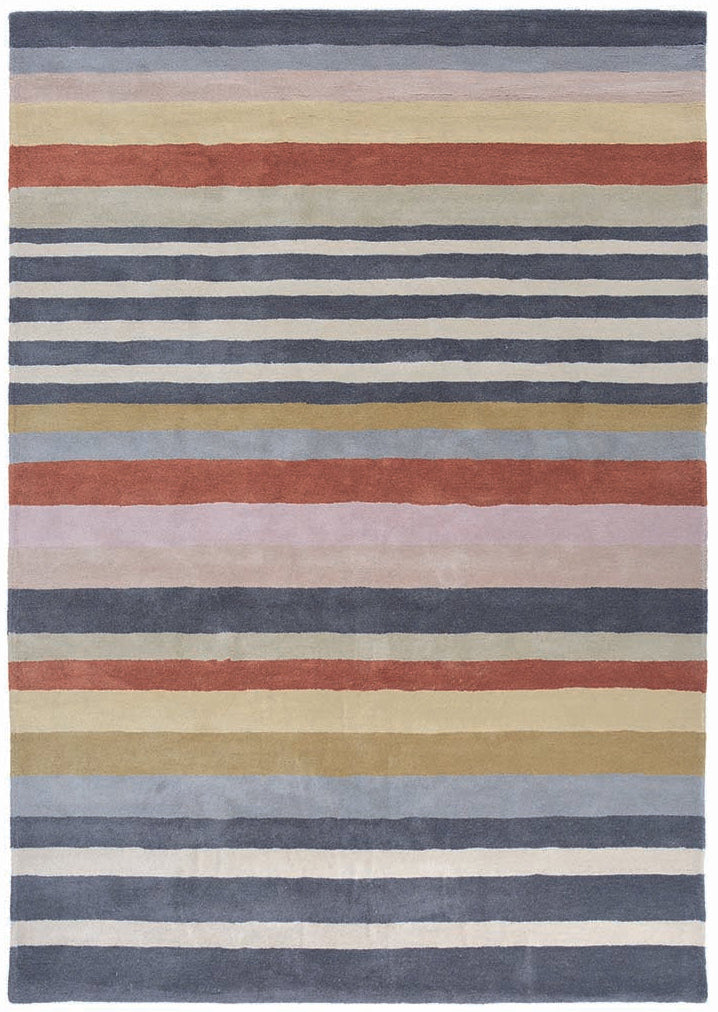 wool rug with multicolour stripe design