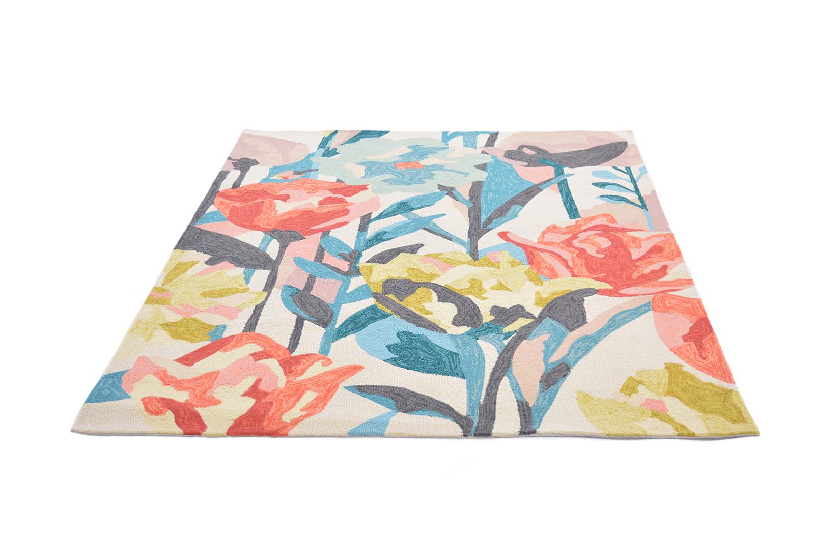 multicolour indoor/outdoor rug with floral design
