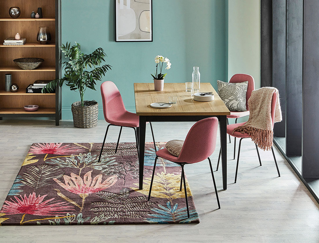 Harlequin rug with a multicolour floral pattern