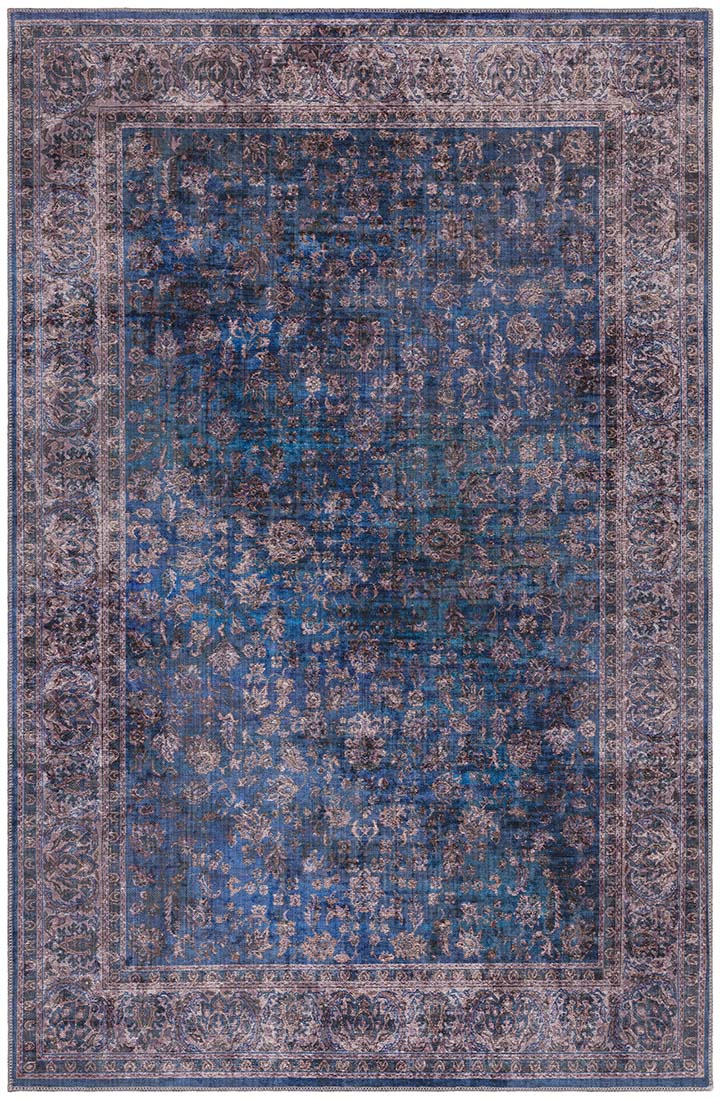 blue Persian inspired area rug 
