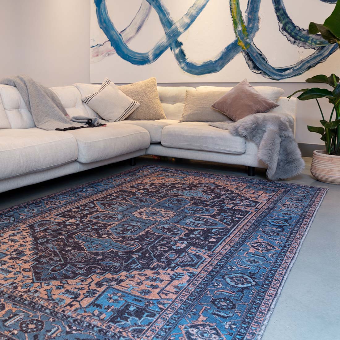 multicolour Persian inspired area rug 
