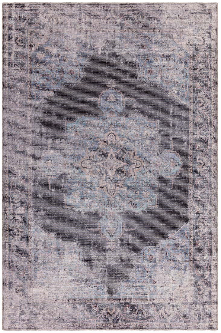 blue Persian inspired area rug 
