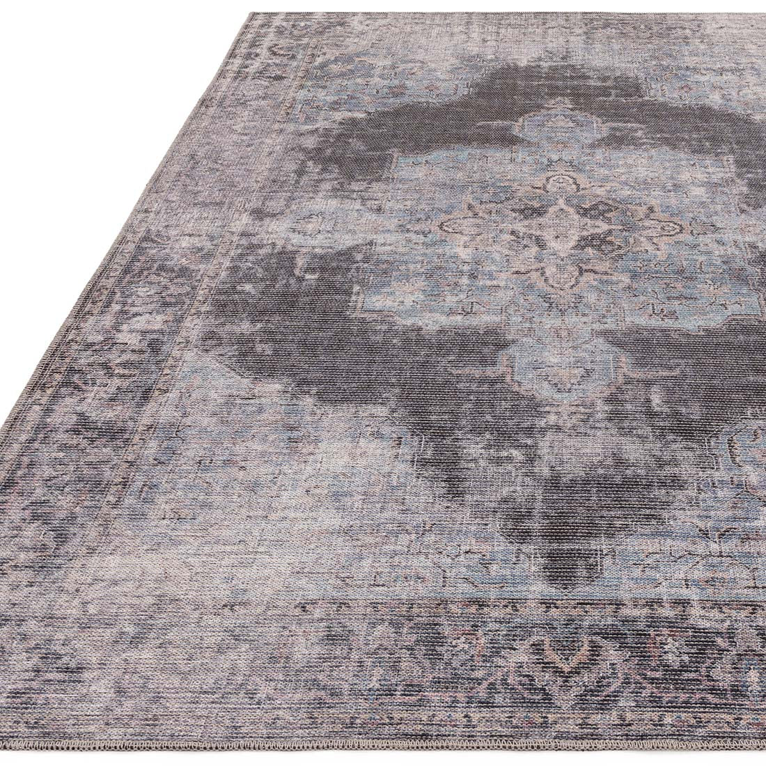 blue Persian inspired area rug 
