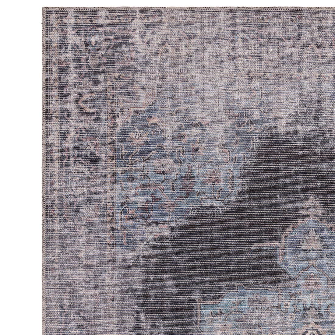 blue Persian inspired area rug 
