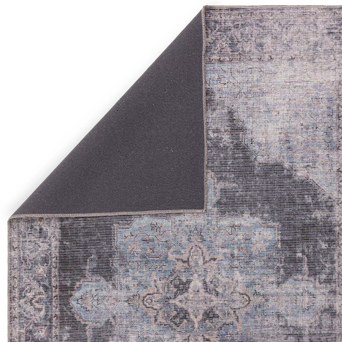 blue Persian inspired area rug 
