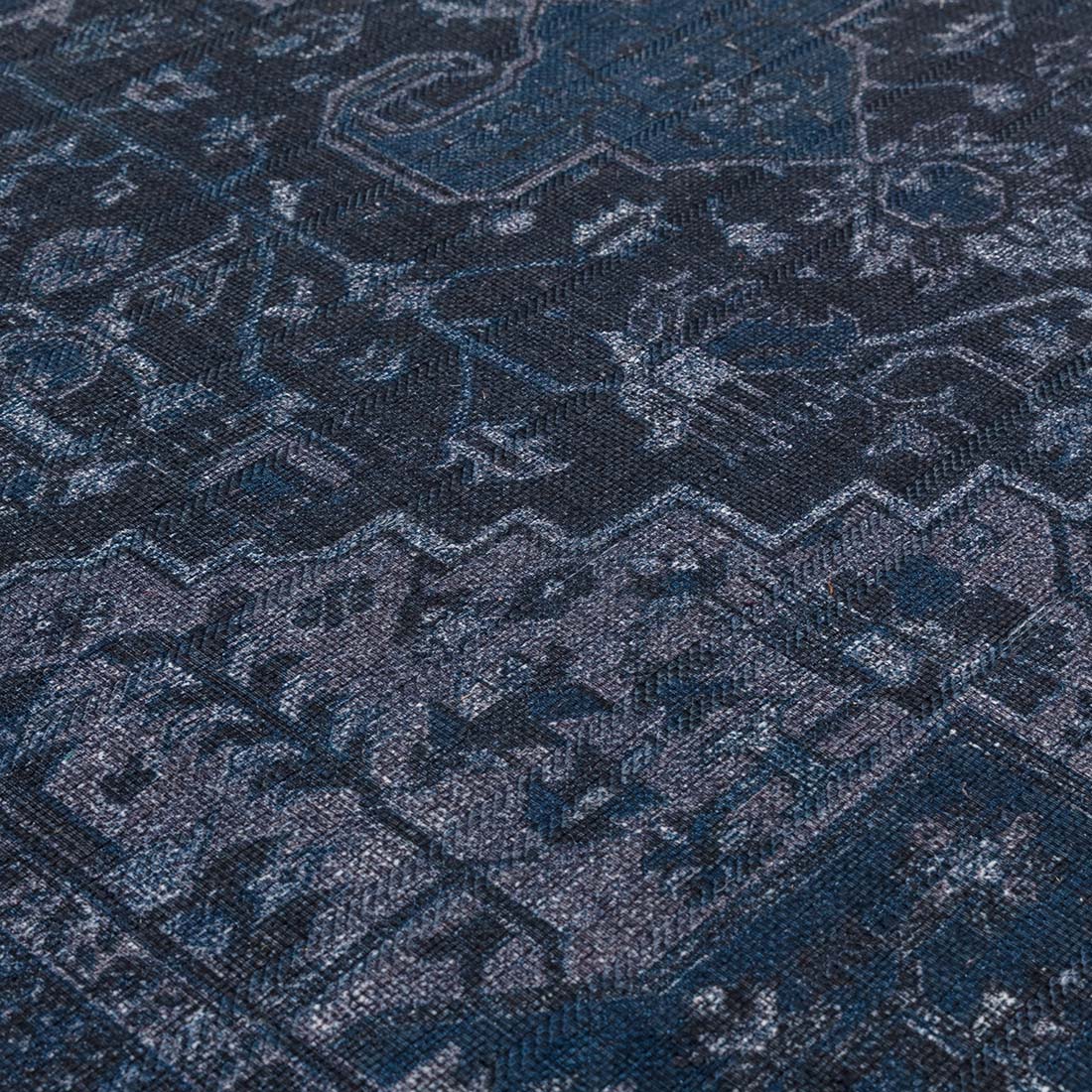 blue Persian inspired area rug 
