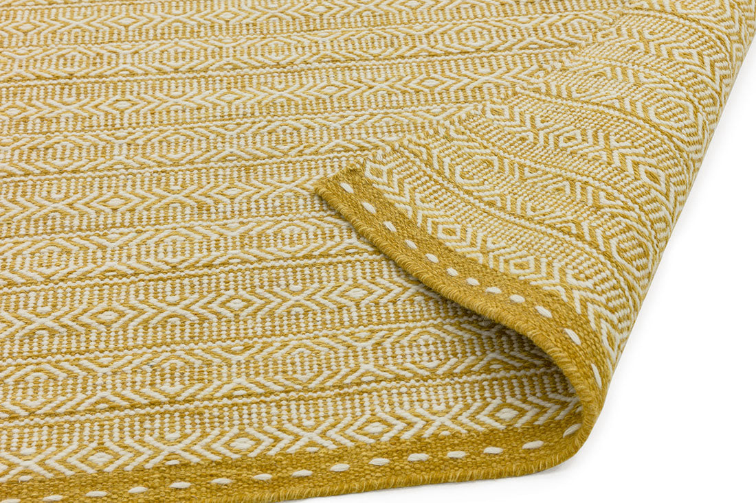 yellow and white kelim flatweave rug