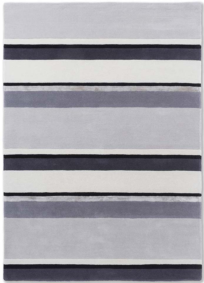 Simple grey and black stripe wool rug
