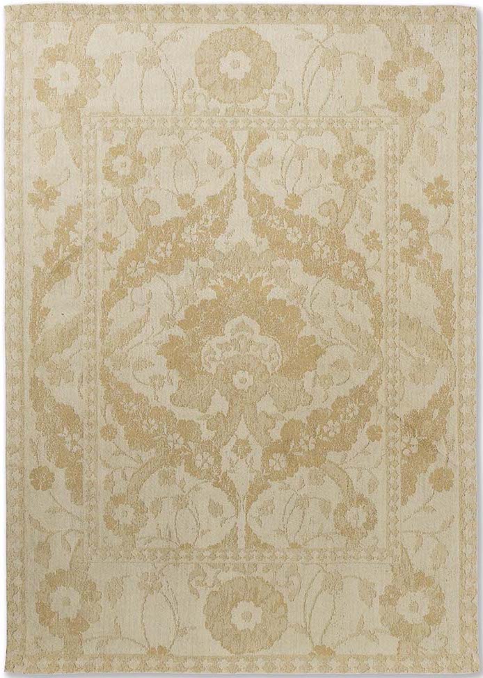 Vintage floral style cotton yellow rug
