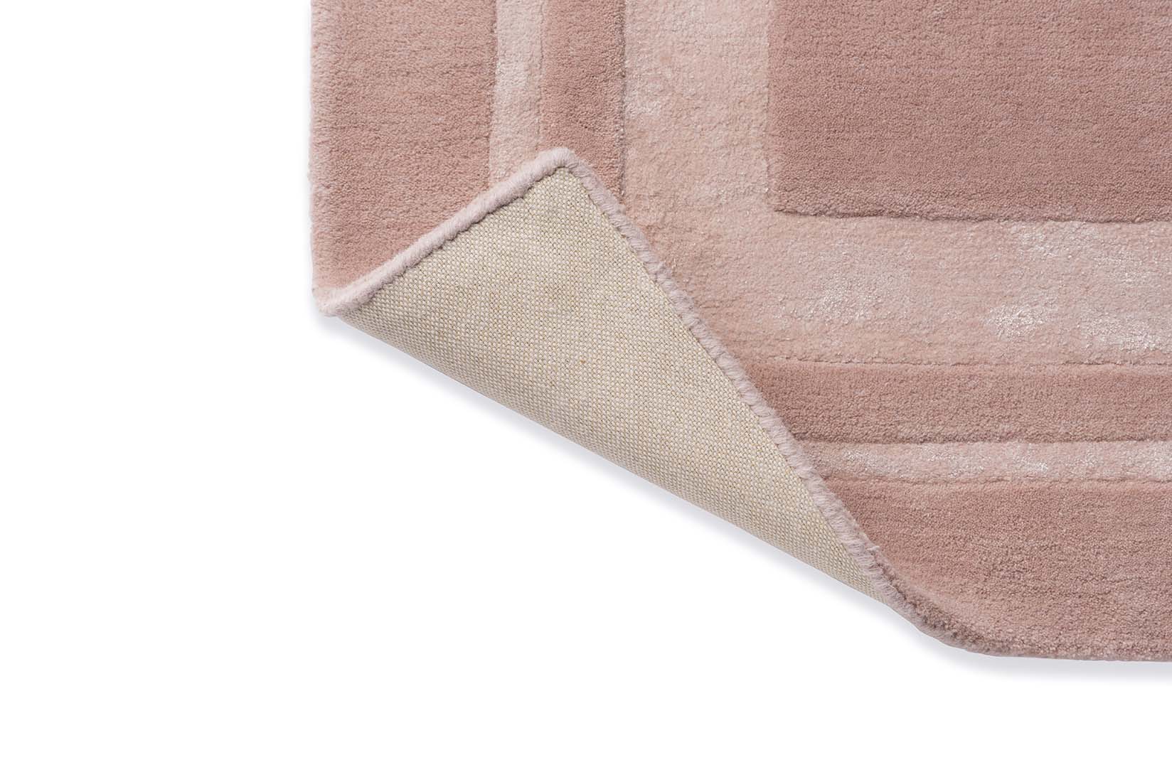 Plain pink wool and viscose rug 
