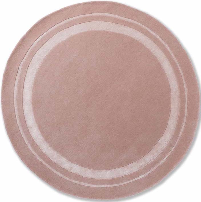 Plain pink wool and viscose circle rug 
