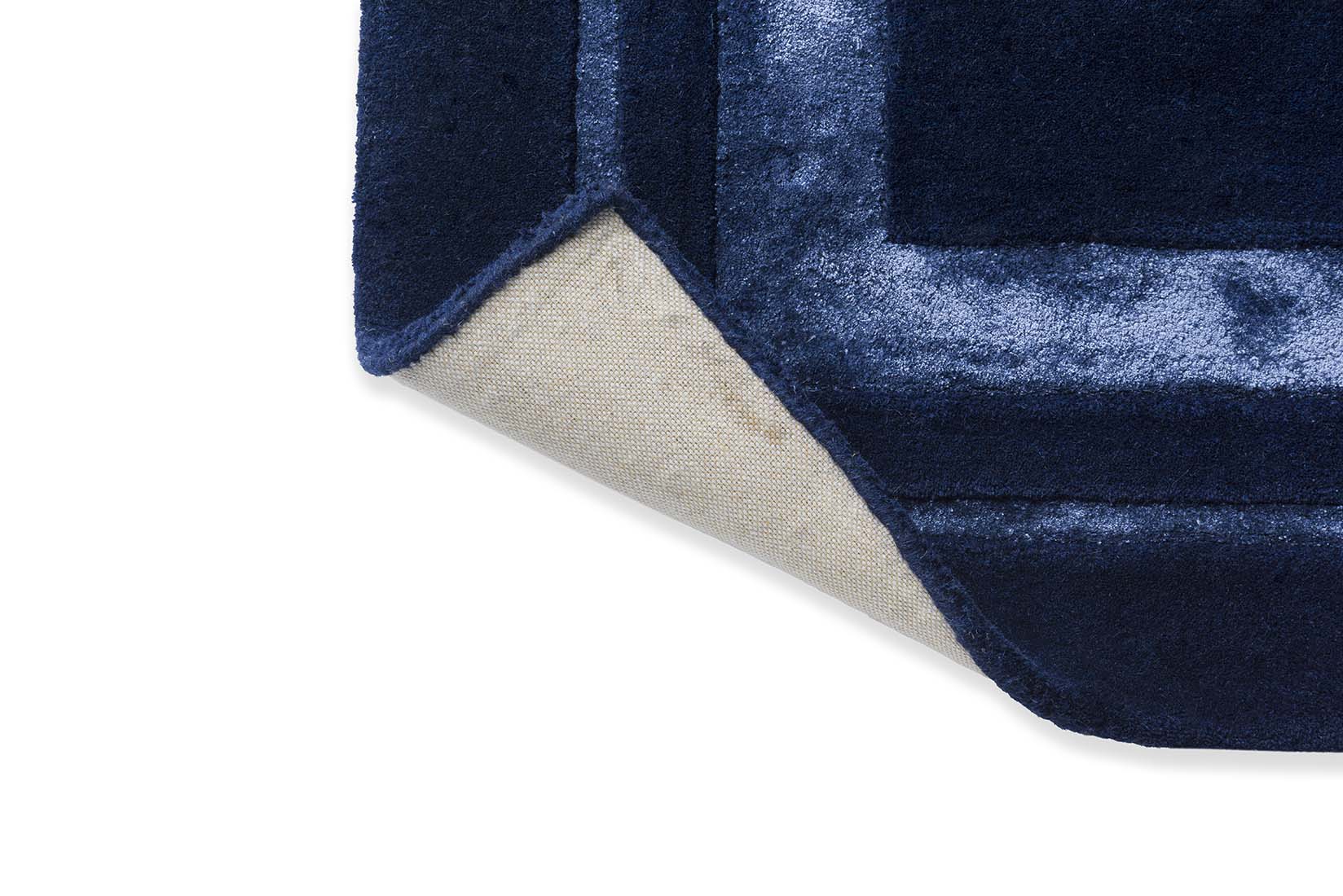 Plain blue wool and viscose rug 

