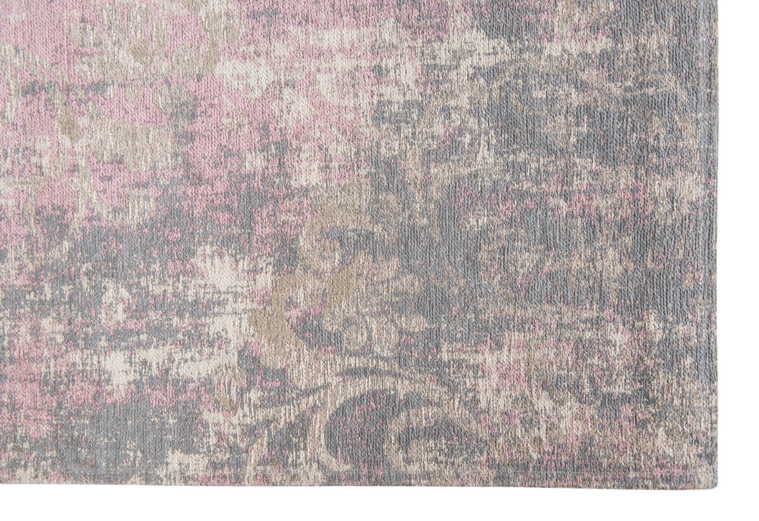 Ivory flatweave with faded floral and arabic pattern in beige and grey