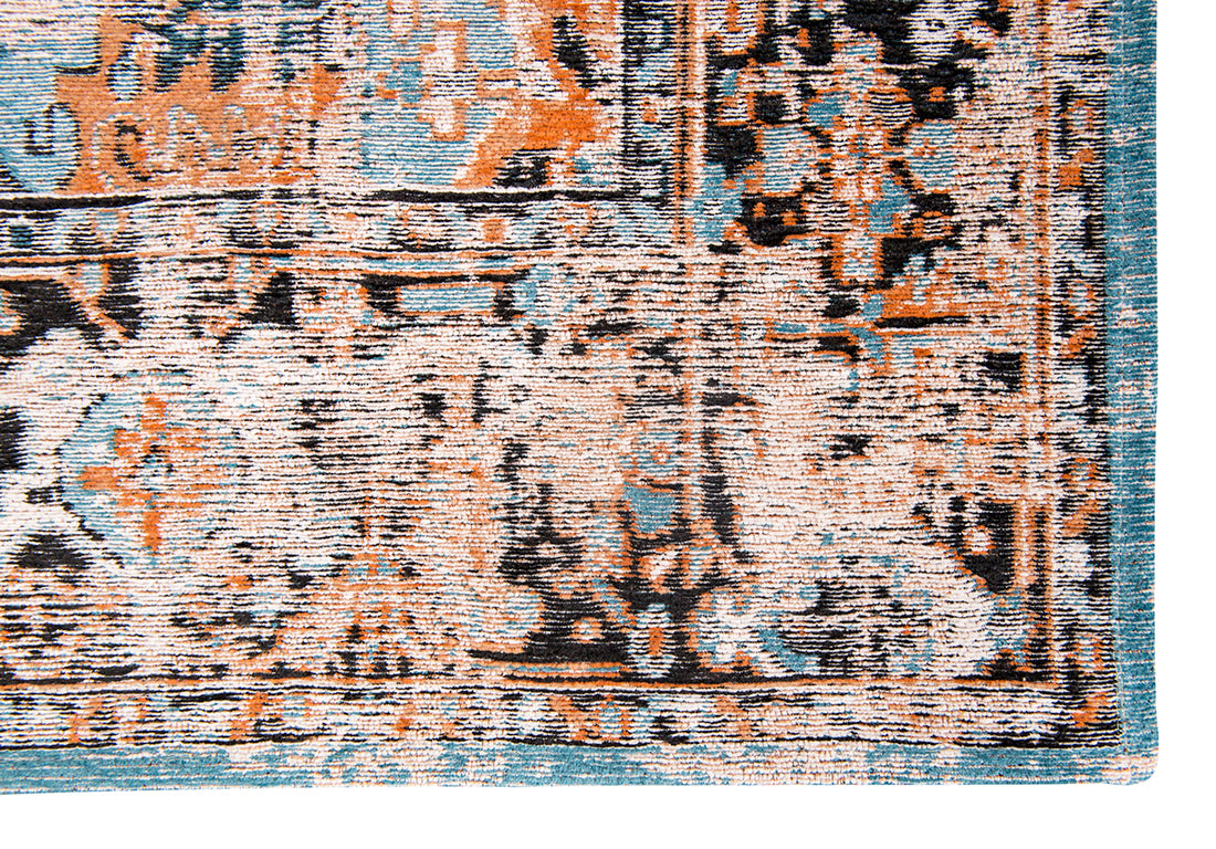 Orange flatweave rug with persian design and blue details