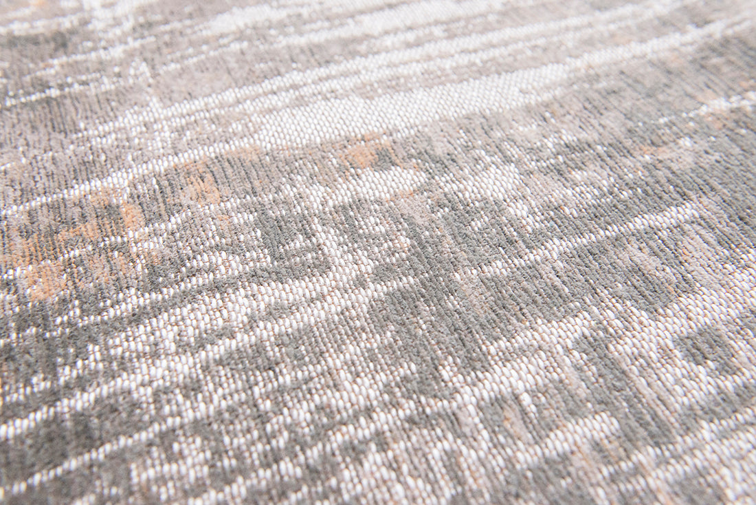 Flatweave rug with abstract stripe pattern in grey
