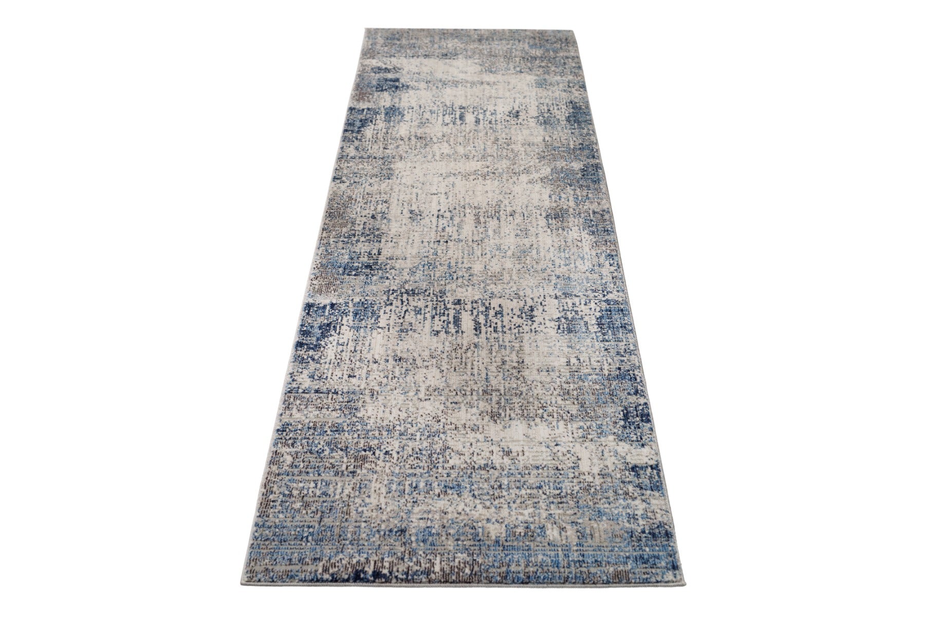 modern blue and grey abstract hallway runner