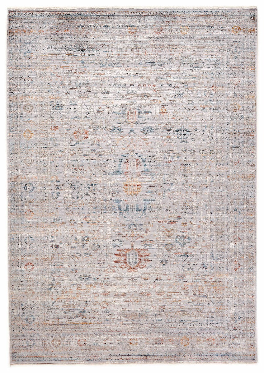 Grey heritage area rug with traditional pattern
