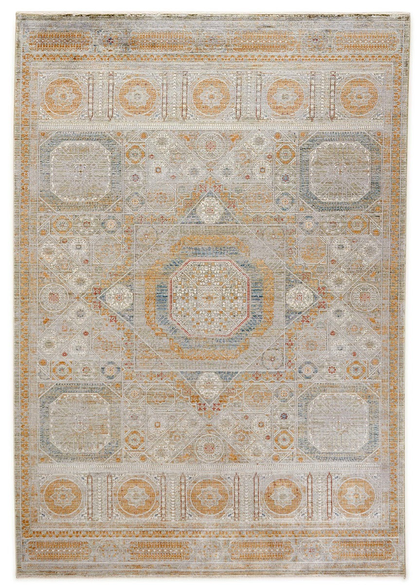 Ornate sage heritage area rug with traditional pattern
