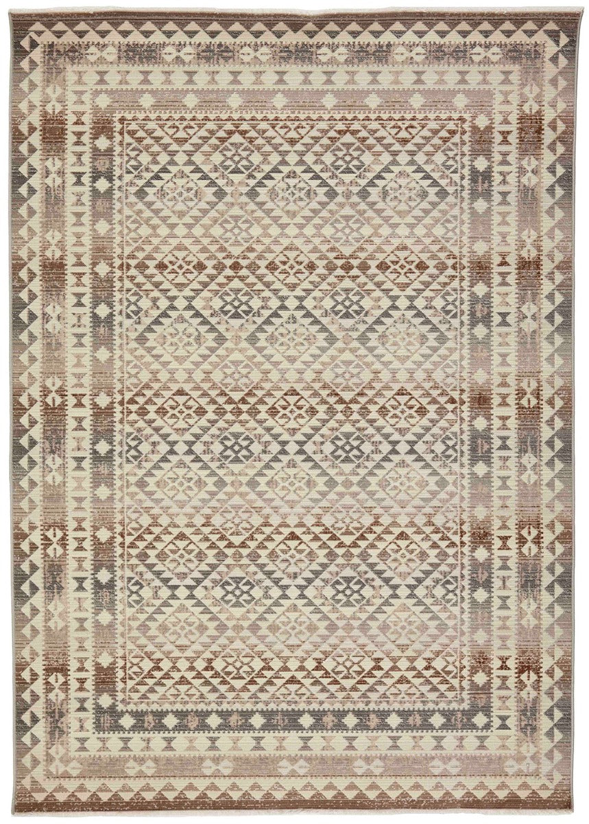 Traditional style Kilim rug with multicolour pattern in shades of brown 
