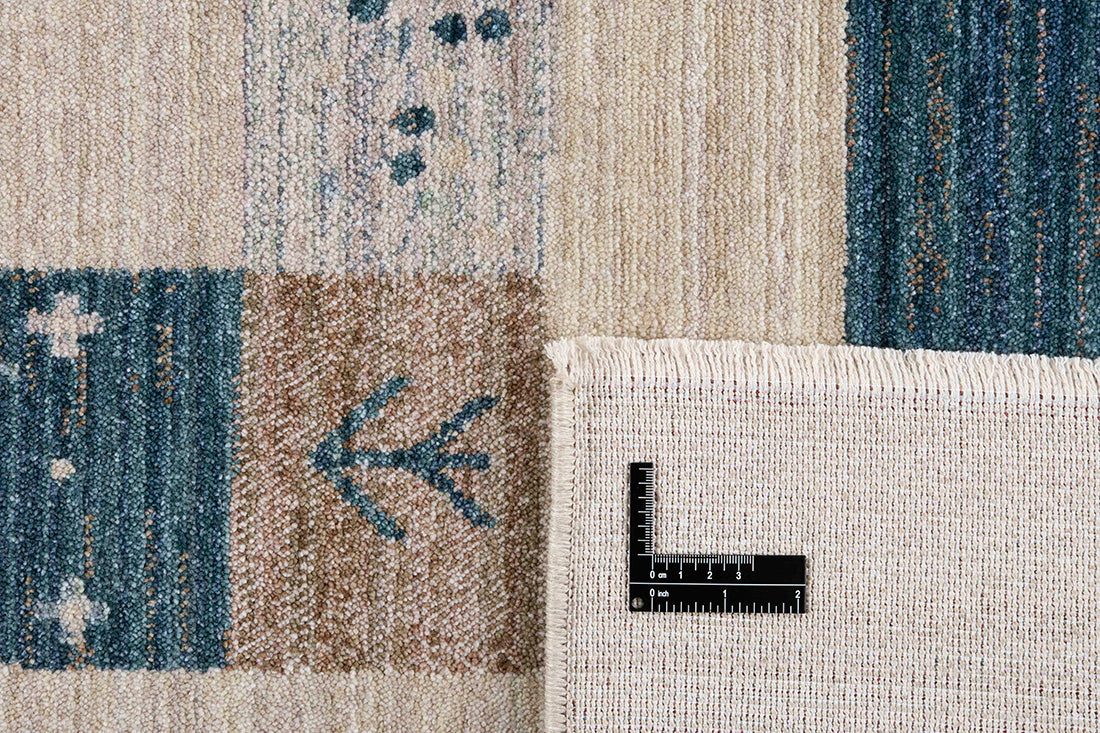 Gabbeh style rug with traditional patterns 
