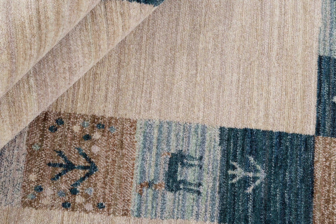 Gabbeh style rug with traditional patterns 
