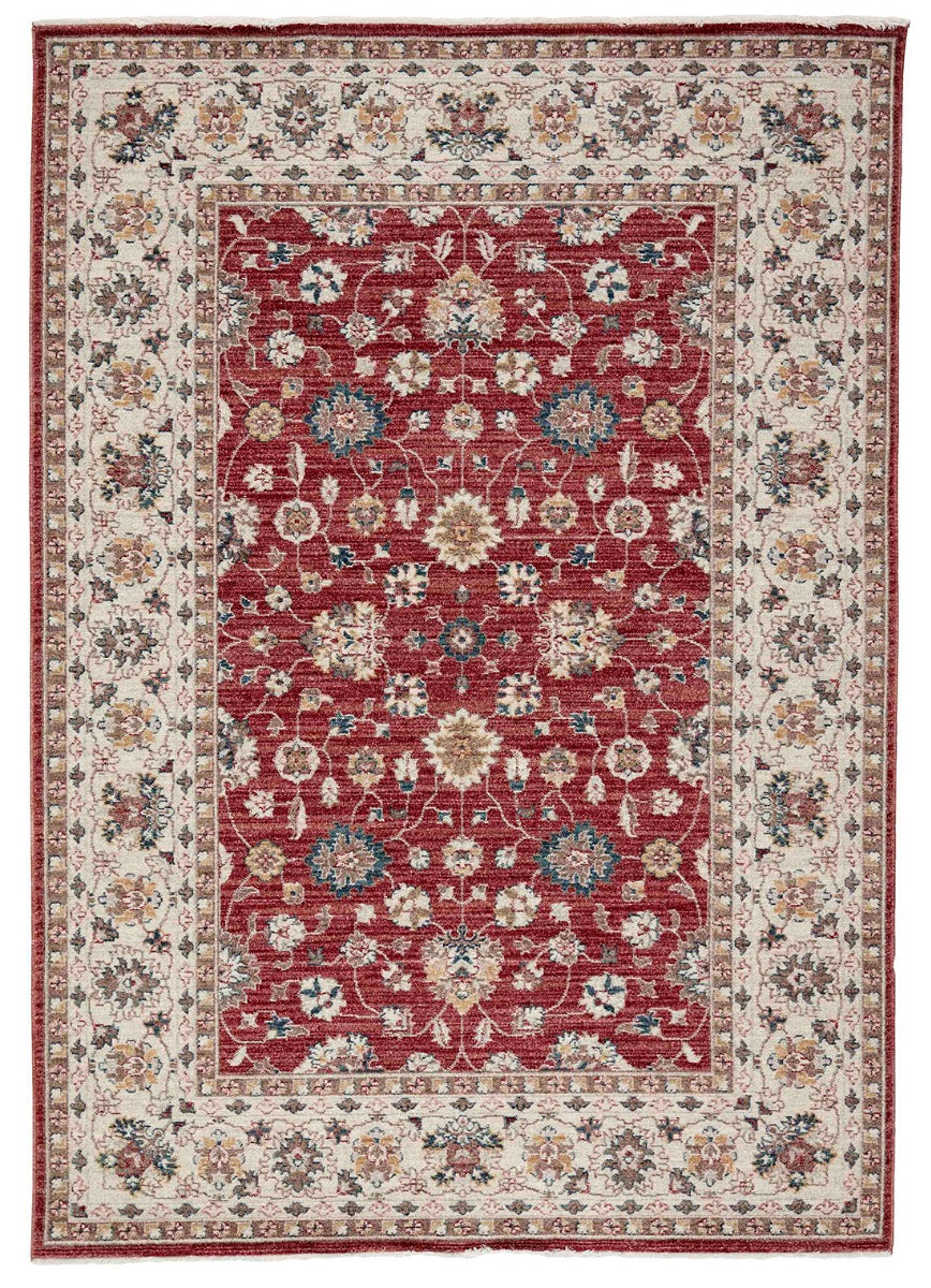 Traditional red & blue Ziegler-style rug with floral motif 
