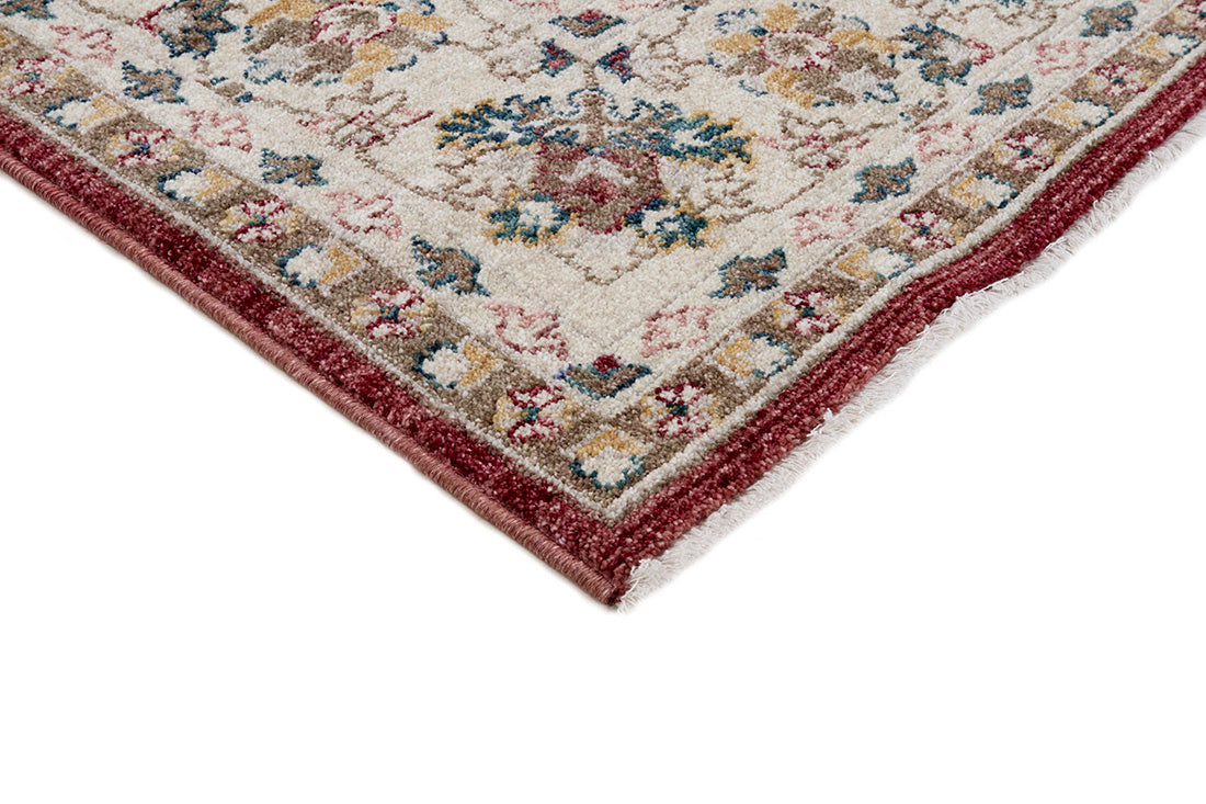 Traditional red & blue Ziegler-style rug with floral motif 
