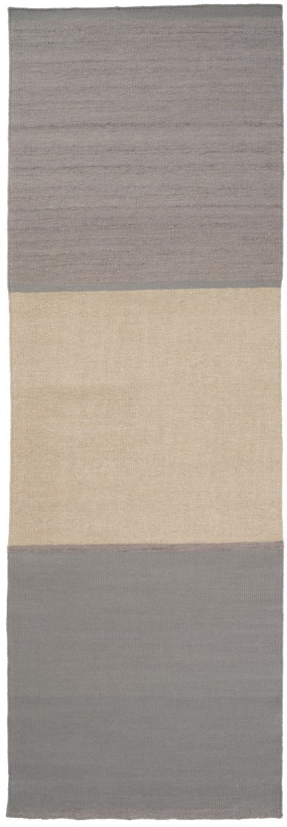 green, beige and taupe wool runner in a minimalist style
