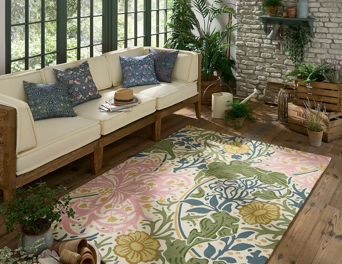 multicolour indoor/outdoor rug with floral pattern
