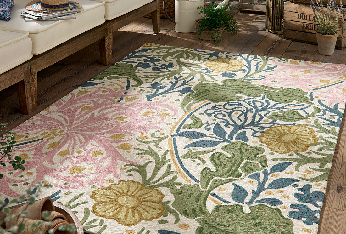 multicolour indoor/outdoor rug with floral pattern
