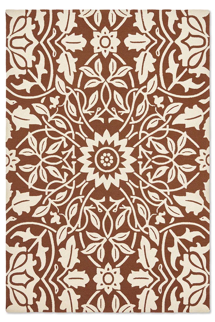 red and cream floral indoor/outdoor rug
