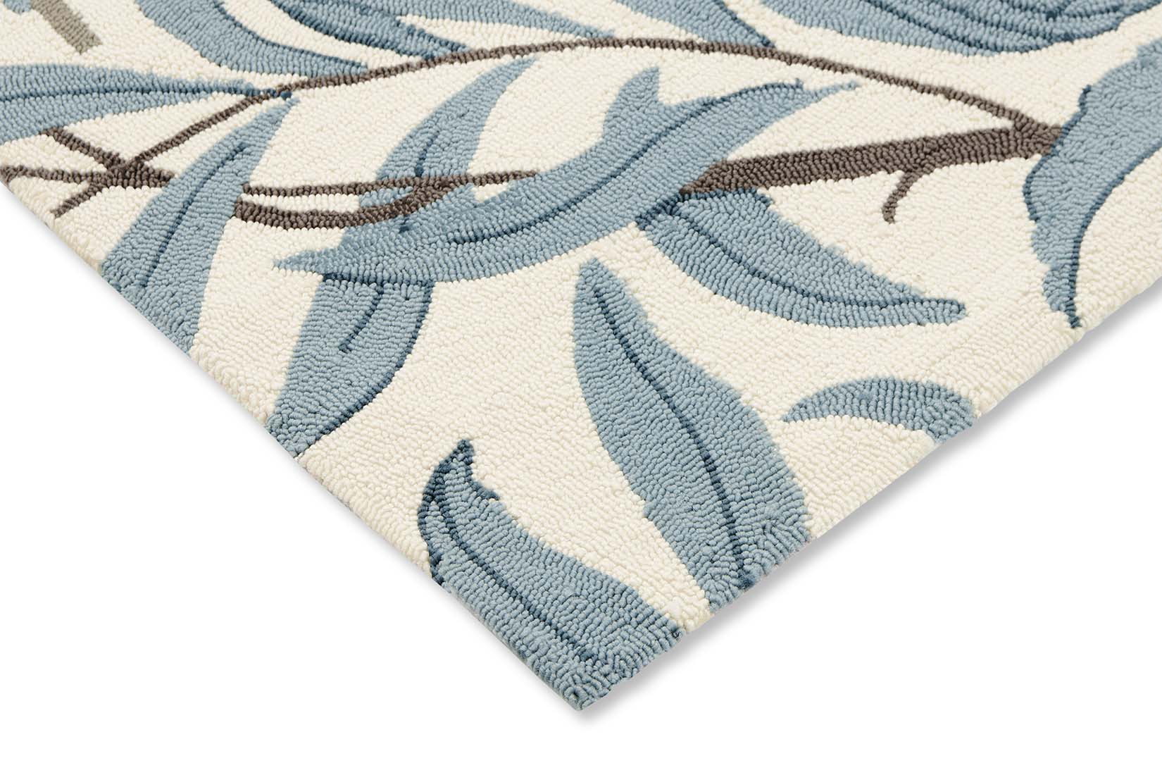 blue indoor/outdoor rug with floral pattern
