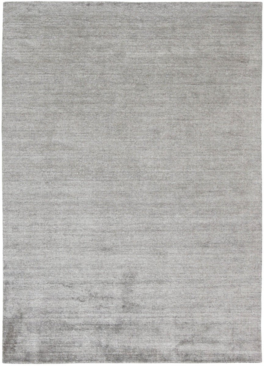 Plain grey viscose area rug