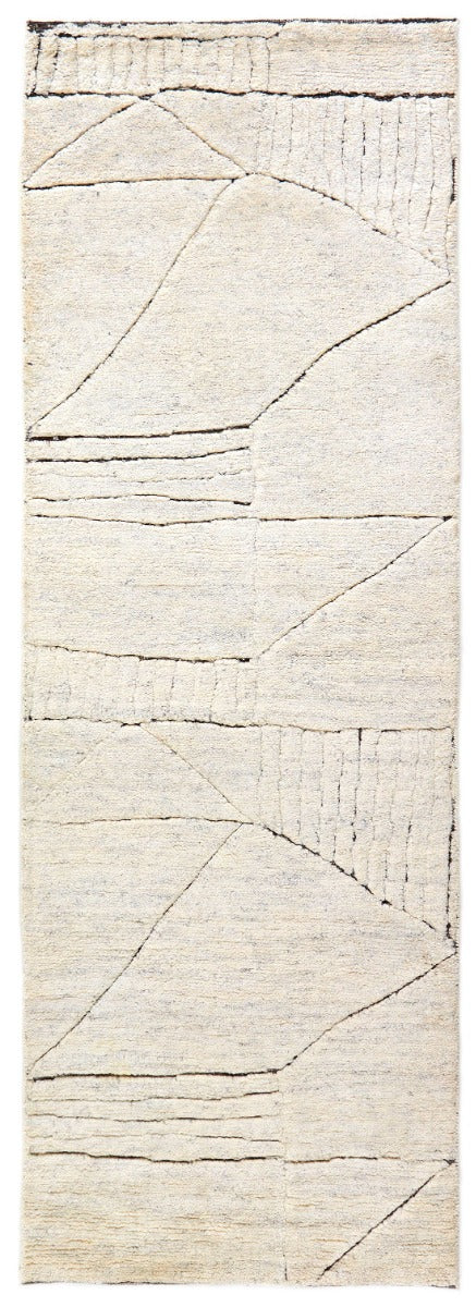 beige area runner with abstract design
