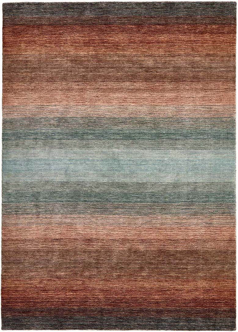brown, red, grey, blue and black ombre rug
