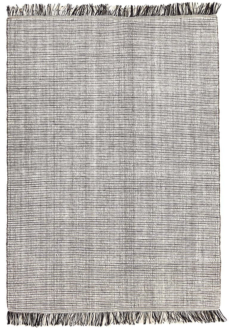 Dark grey and white textured flatweave rug
