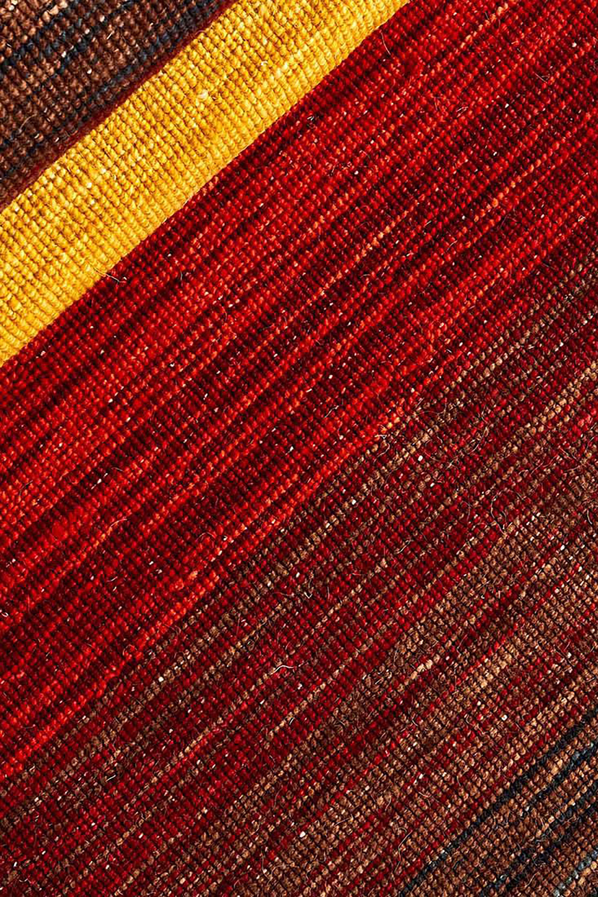 red, orange, yellow and black ombre flatweave kelim runner