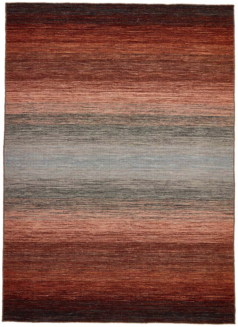 brown, red, blue and orange ombre flatweave kelim rug
